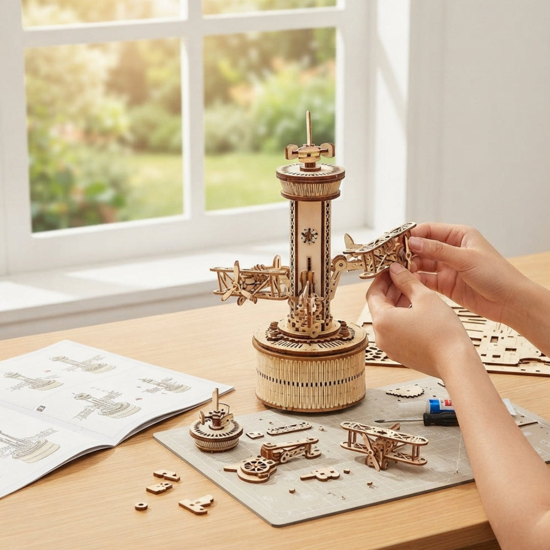 3D Holzpuzzle "Flugzeug-Karussell"