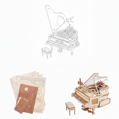 3D Holzpuzzle "Antikes Klavier"