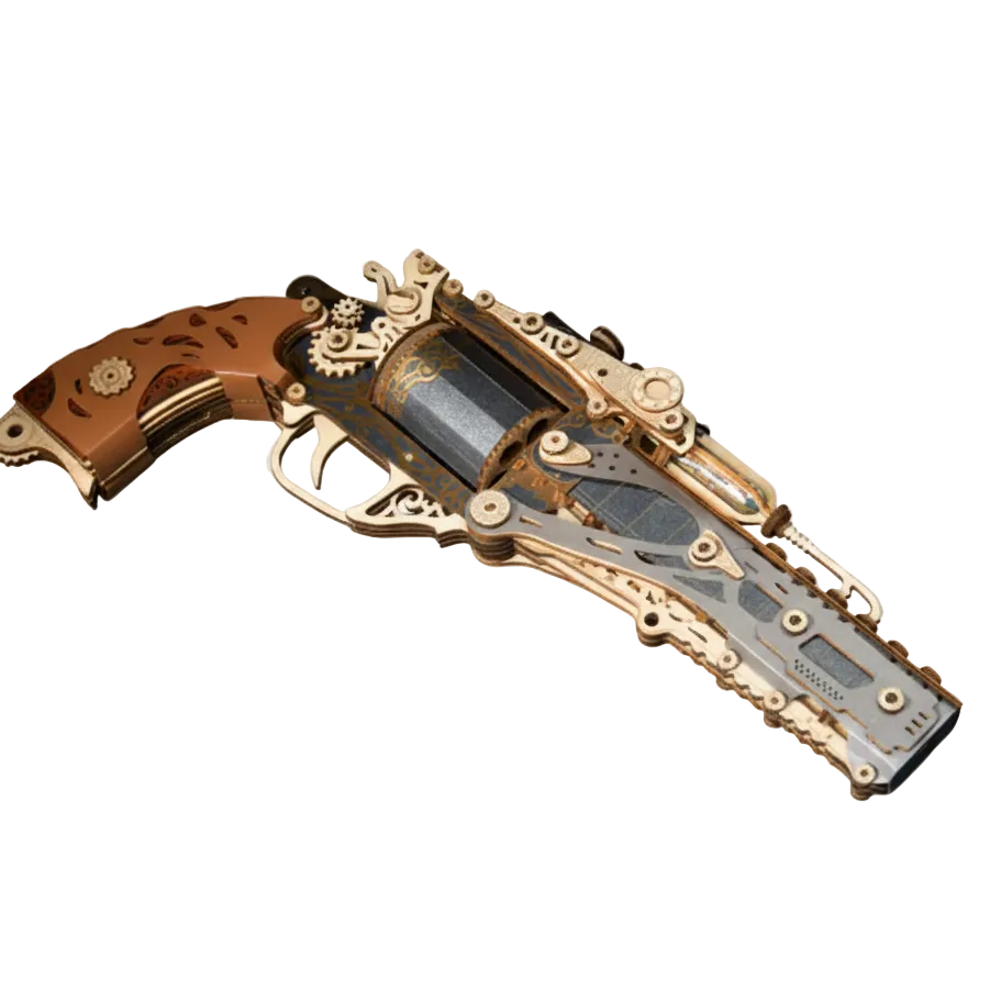 3D Holzpuzzle "Steampunk-Revolver"