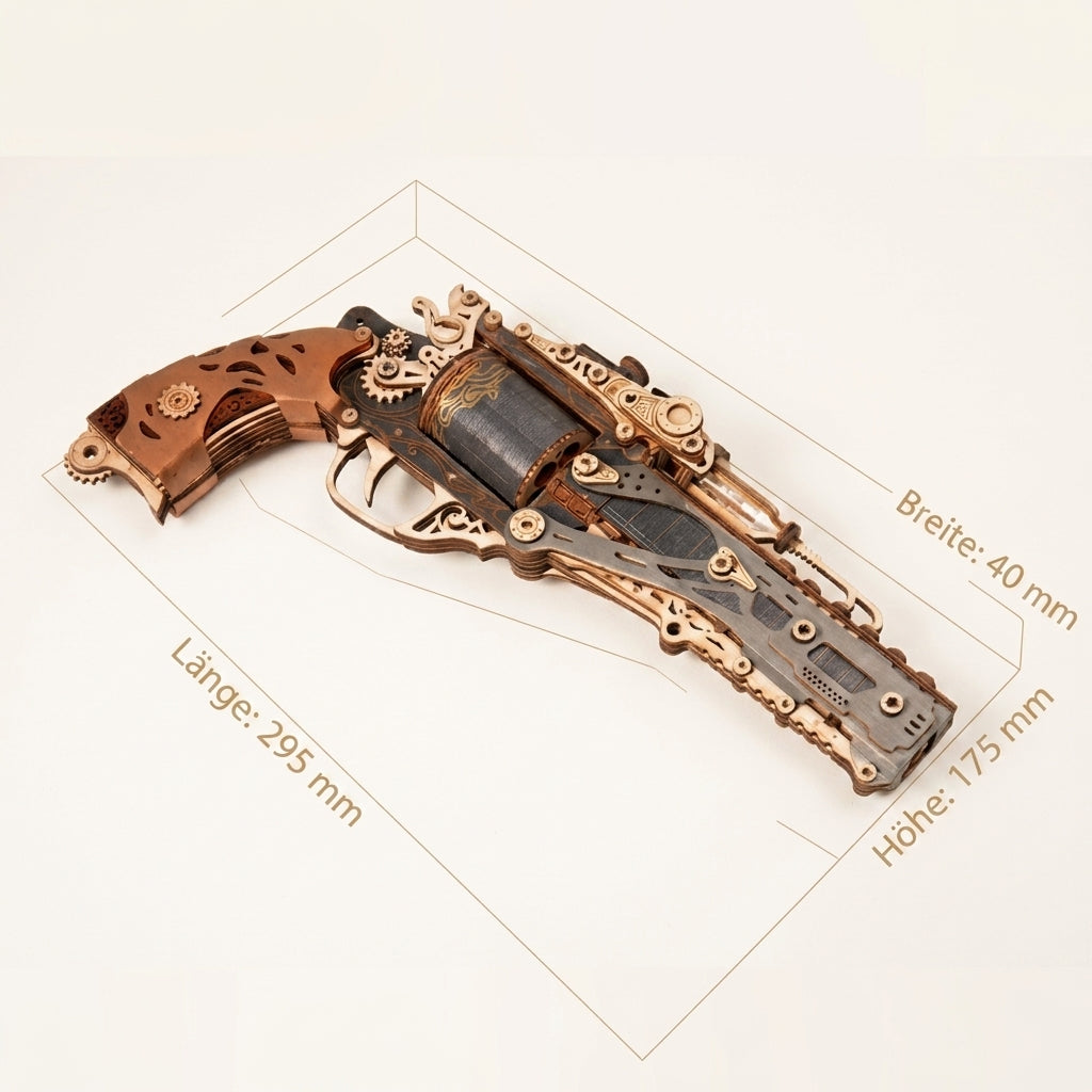 3D Holzpuzzle "Steampunk-Revolver"