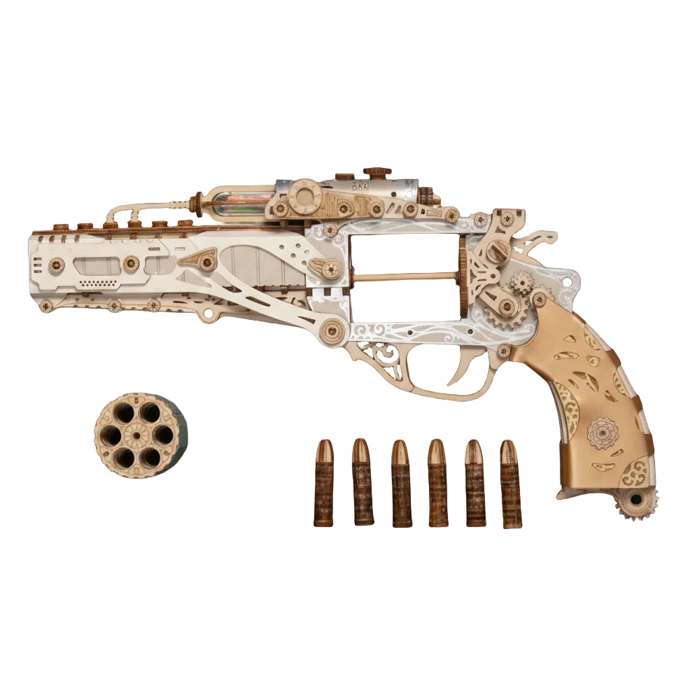 3D Holzpuzzle "Steampunk-Revolver"